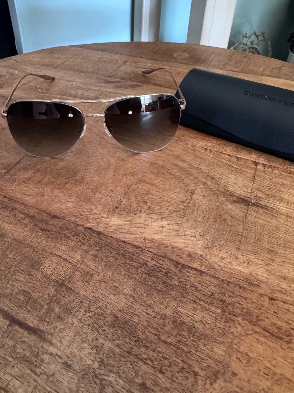Barton Perreira Gold Frame Sunglasses with Brown Gradient Lenses